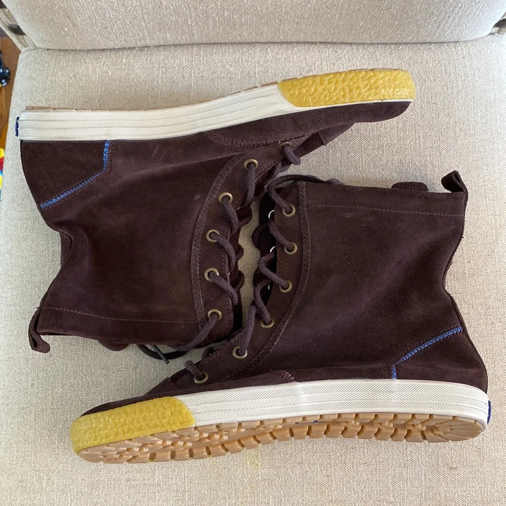 Keds Women’s Suede High Top Lace Up Sneakers Brown Size 10 - Picture 1 of 14